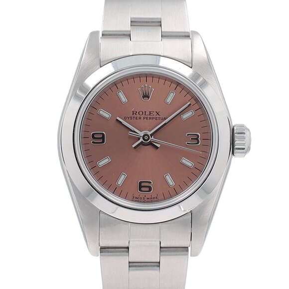 Rolex Accessories - Rolex Oyster perpetual 76080 26mm Salmon Index Arabic Dial Smooth Bezel Oyster